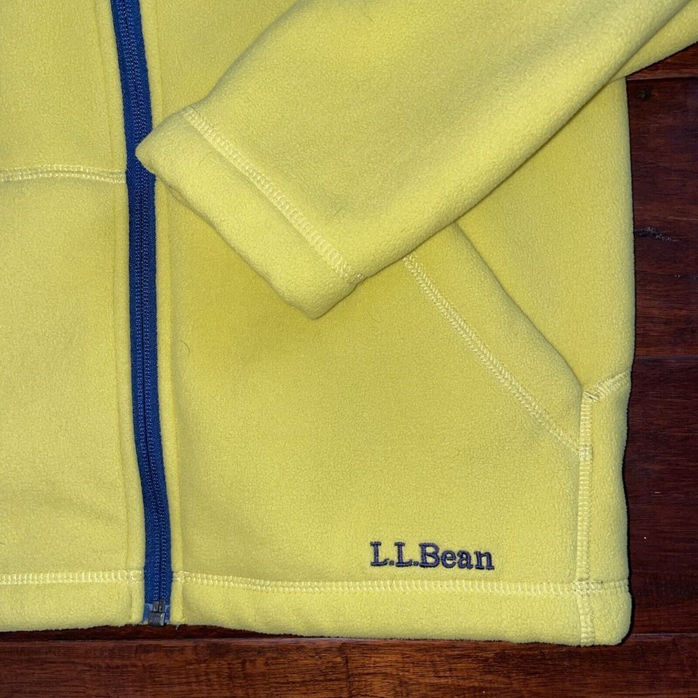 LL Bean Mountain‎ Classics Fleece Full Zip Kids Jacket Yellow Size Large 14-16 - Picture 3 of 8